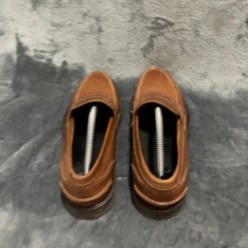 Mitchumm Mens Tan Leather Penny Loafers Made in Italy Size 42 Slip On Shoes